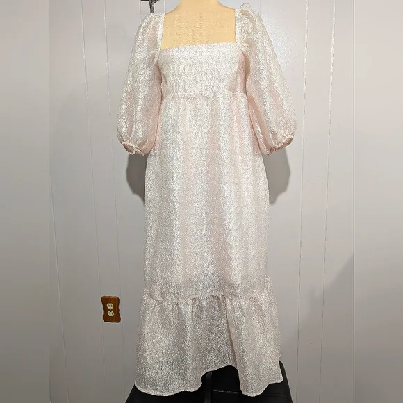 Anthropologie Textured Puff-Sleeve Dress Size XS - Picture 4 of 13